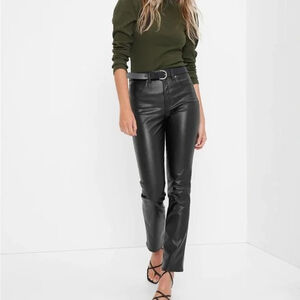 Women's GAP Black High Rise Vintage Slim Faux Leather Pants Size 12